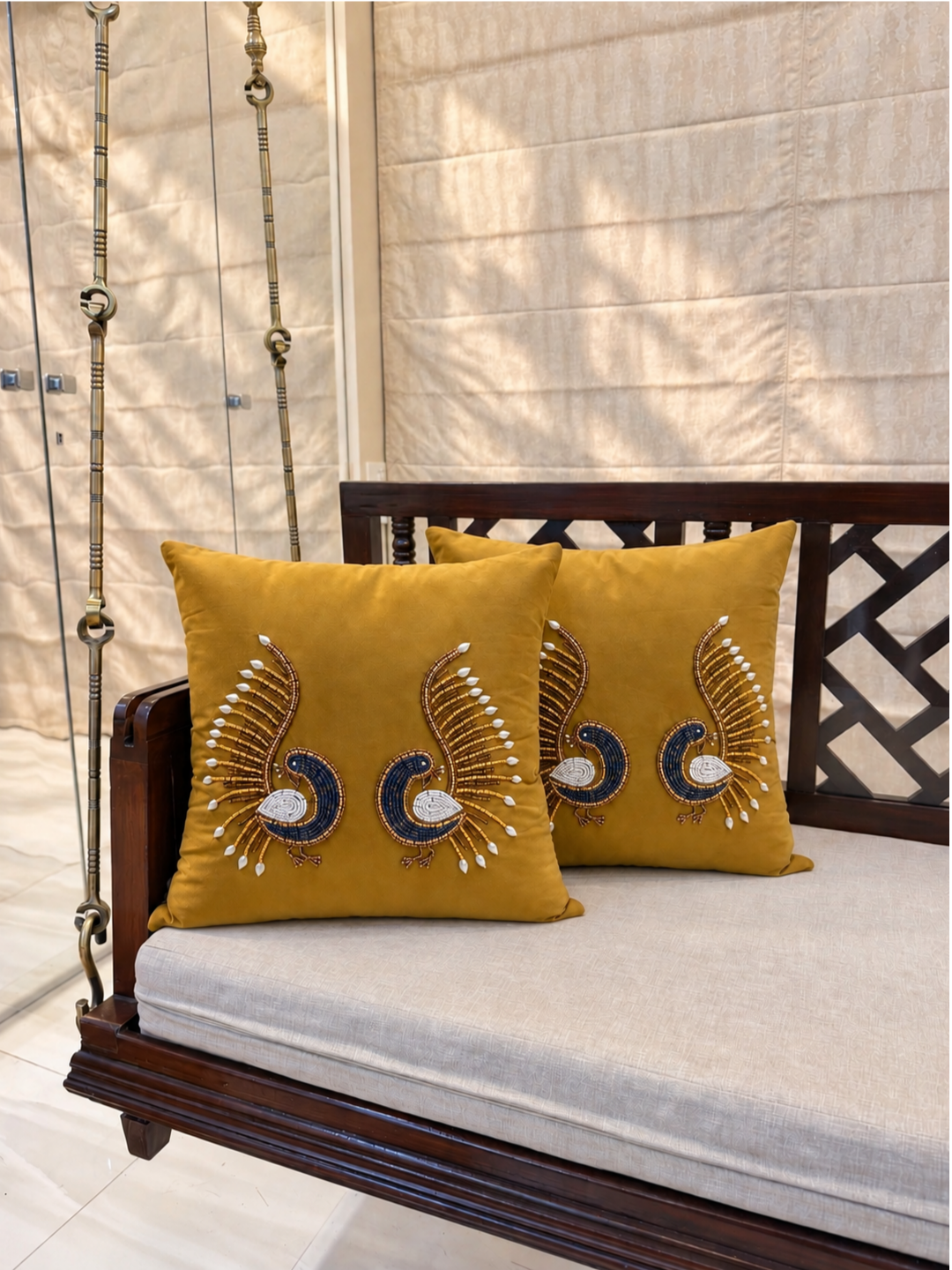 Mayura Zardozi Cushion Covers - Pair of  Two