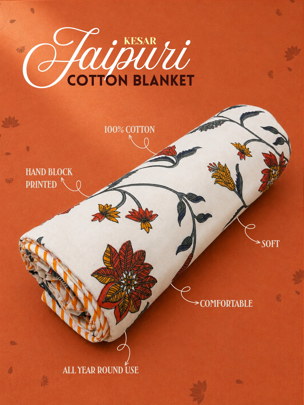 Kesar Jaipuri  Cotton Blanket