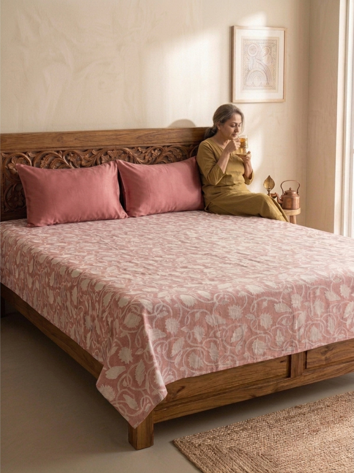 Gulabi Bagh Handwoven Banarasi Bedsheets